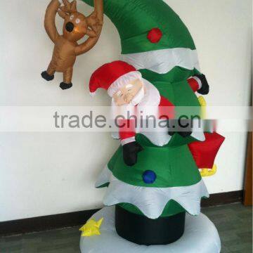 inflatable christmas tree with santa decoration