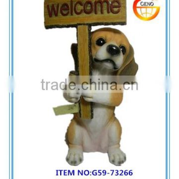 2015 popular decorative resin dog welcome statue for sale