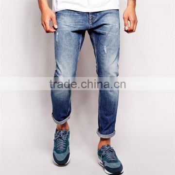 Custom high quality mens ripped jeans