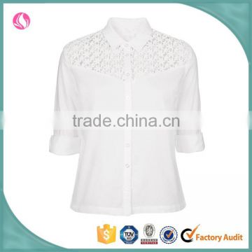 Wholesale pure white fancy lace shirt blouse tops, girl white shirt