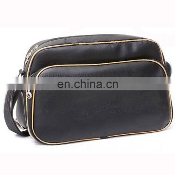 Leisure Design Black PU Gold Piping Official Business Messenger Bag