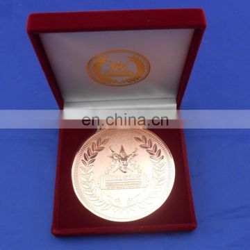 personalized grand Award Medals medallions with gold stamping logo velvet box