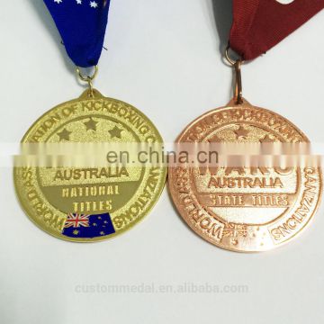 Souvenir of marathon with brilliant colour zinc cast custom sport medal shiny bronze plated