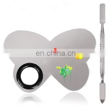 Nail Butterfly Shape Stainless Steel Palette Set With Spatula Fashion Pallet Manicure Tool