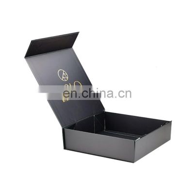 Luxury custom logo printing black magnetic lid closure folding gift box