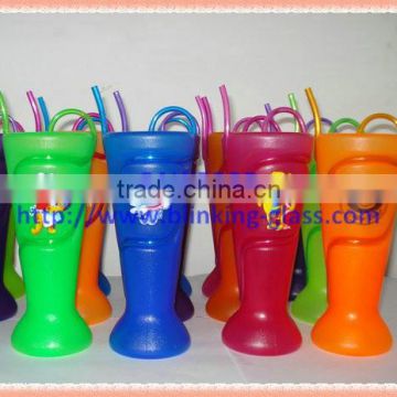 Plastic Curved straw cup - 400ml