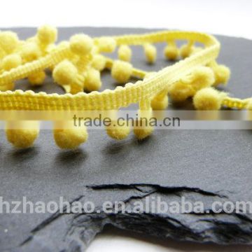 Decorative Yellow Mini Pompom Fringe Trim 15mm Deep