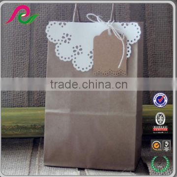recyclable handmade custom made kraft paper lace wedding gift bags