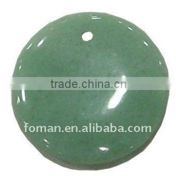 50mm round green aventurine semi precious stone pendant
