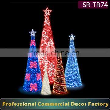 Customize 4m 5m 6m 8m 9m 12m 15m outdoor large LED christmas cone tree for Christmas decoration