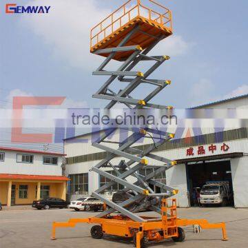 12m Mobile aerial scissor manual platform lift