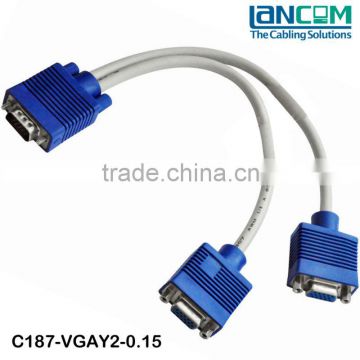 15CM Long SVGA Y Cable HDB15M/2xF,Nickle Plated
