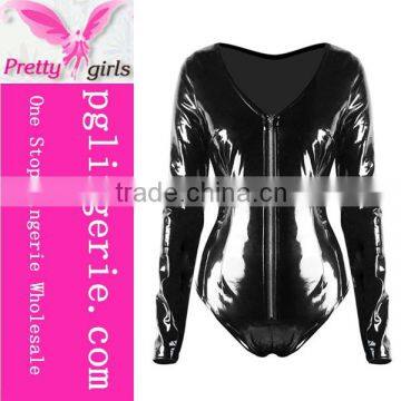 PVC Leather Jumpsuit Black Playsuit sexy women Costumes for halloween cosplay