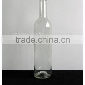 750ml fancy clear glass wine bottle with cork