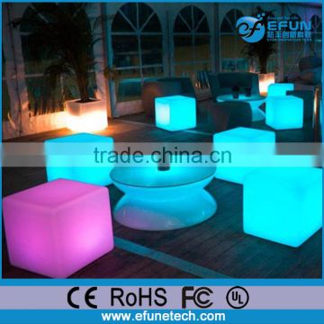 outdoor/indoor decorating rgb led cube,custom plastic glow led cube furniture sale