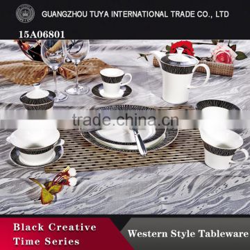 Eco-frindly material black decal dinner sets with high quality