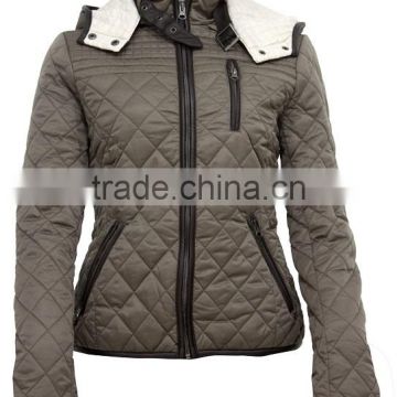 women's winter coat machine quilted jacket with hood