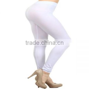 Women Solid Full Length Seamless Stretch Footless Stockings Long Pants Leggings white color