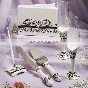 wedding guest book/ Pen/ Cake Knift/ Sever/ Toasting Flutes Set decoration favors gifts