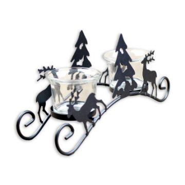 Metal iron Christmas tree decoration with clear glass tealight cup candle holder for christmas decor