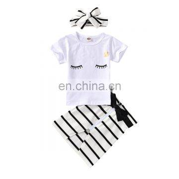 2020 Girls kids white t-shirt + skirt clothing set Kids 2pcs set