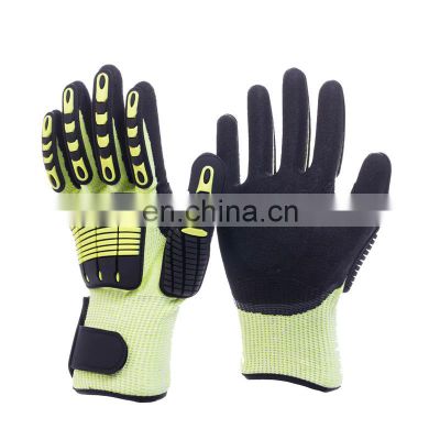 Sandy Nitrile Coated Oilfield Anti Slash Cut Resistant TPR Impact Gloves Mechanic glove Antivibration Glove