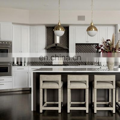American Style Design Kitchen Cabinets With Marble Statement Island