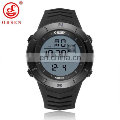 OHSEN AD1903 Men Digital Outdoor Sports Wristwatches Rubber Band Chronograph Light Men Brand Watches