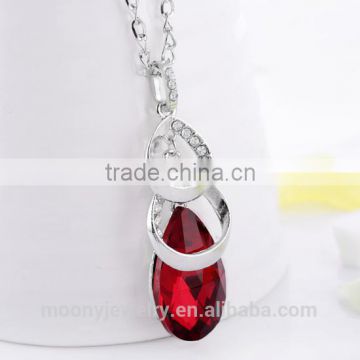 Wholesale latest design crystal female necklace, high quality water droplet necklace jewelry in stock
