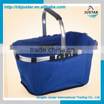 Polyester foldable carry shopping basket wholesale picnic basket popular shopping basket for outdoor