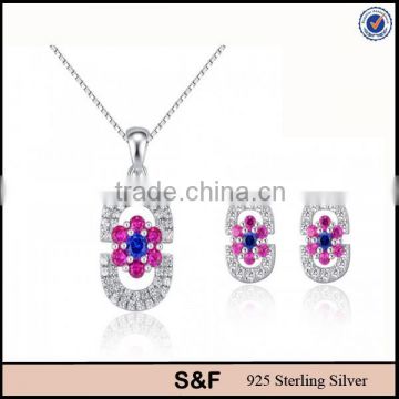 Precious Stone Wholesale Jewelry Set 100% Sterling Silver Fashion Jewelry Set