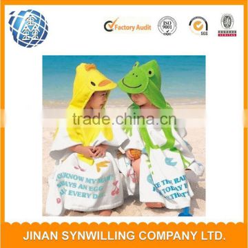 Factory customized printed poncho hooded 100% Cotton Beach Towels for Kids