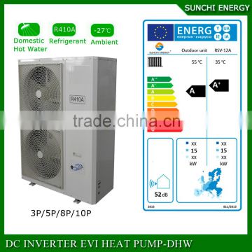 Germany-25C winter floor heating100~350sq meter room 12kw/19kw/35kw high-COP split evi air to water heat pump refrigerant r410a