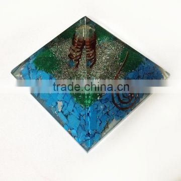 Turquoise Orgonite Pyramid With Crystal Point : Wholesale Orgonite Crystals