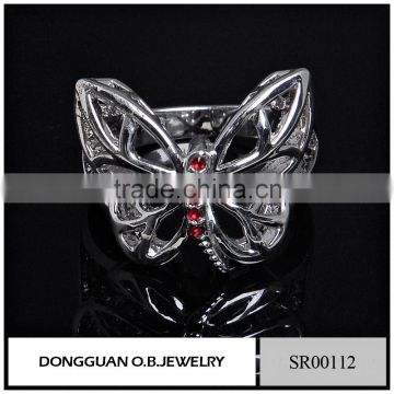 316l Stainless Steel Ring Butterfly Ring In Silver Jewelr With Colorful Cz