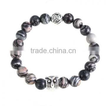 Summer style crystal Natural stone beads bangle The owl bracelet