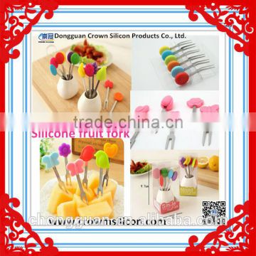 Free sample!!!Halloween party New Design ECO-friendly FDA&LFGB silicone fruit fork ,silicone fruit forks