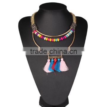 Vintage ethnic design adult costume necklace jewelry ,multicolor tassel
