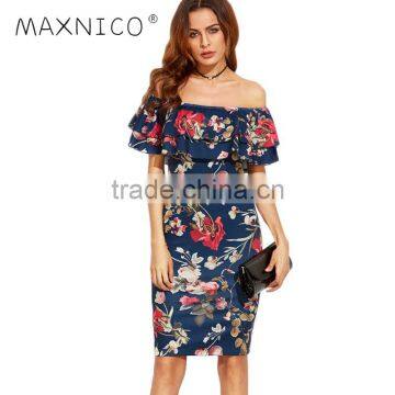 Maxnegio sexy fashion best price off shoulder wholeasale bohemian dress