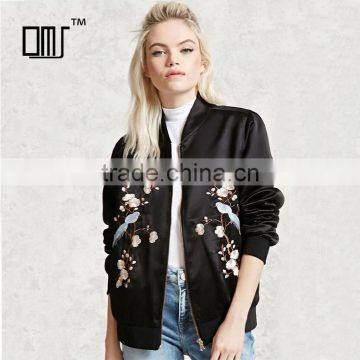 Buy wholesale price nice embroidered satin pink black jackets for ladies