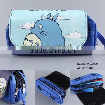 My Neighbor Totoro Anime PU Blue Multifunctional Students Pencil Bag