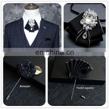 Aidocrystal beautiful handmade solid color wedding men bowtie custom lovely royal blue printed satin bow tie