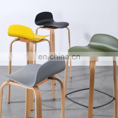 High Kitchen Counter Chair Modern Plastic Wooden Bar Stool New Nordic Cheap Rustic Classic Color Furniture Restaurant Antique