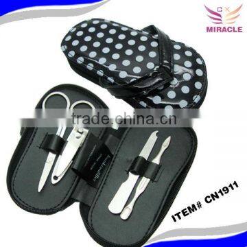 Black and white polka dot manicure set