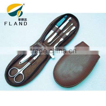 YangJiang Factory supply Little Black Purse Leather 7pcs nail care Set