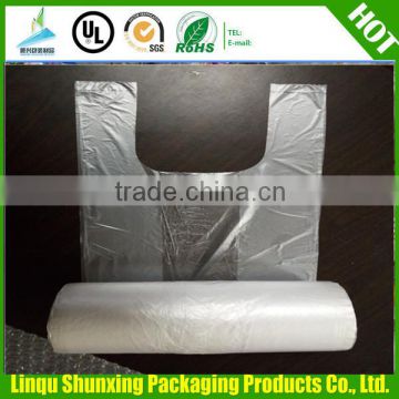 HDPE t-shirt bags on roll / stripe bag manufacturing