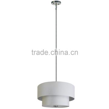 3 light chandelier(Lustre/La arana) in chrome finish with round belvedere cream fabric shade
