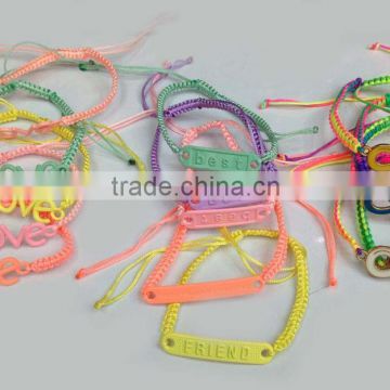Neon colored rope braided friendship bracelet