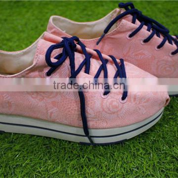 Pink high end fashion canvas shoes LACES