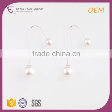 E78082I01 STYLE PLUS shiny gold plate latest pearl design hanging earrings simple pearl design earring